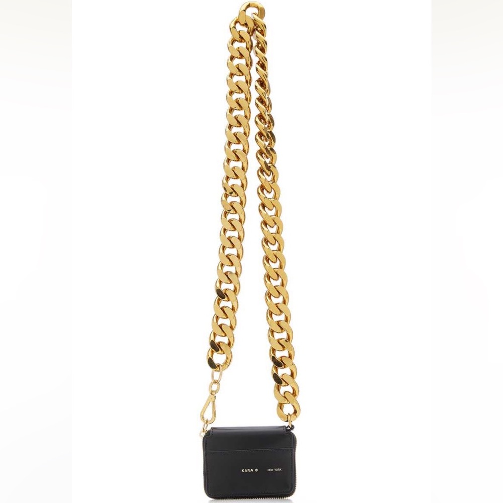 KARA Chain-Detailed Leather Bike Wallet